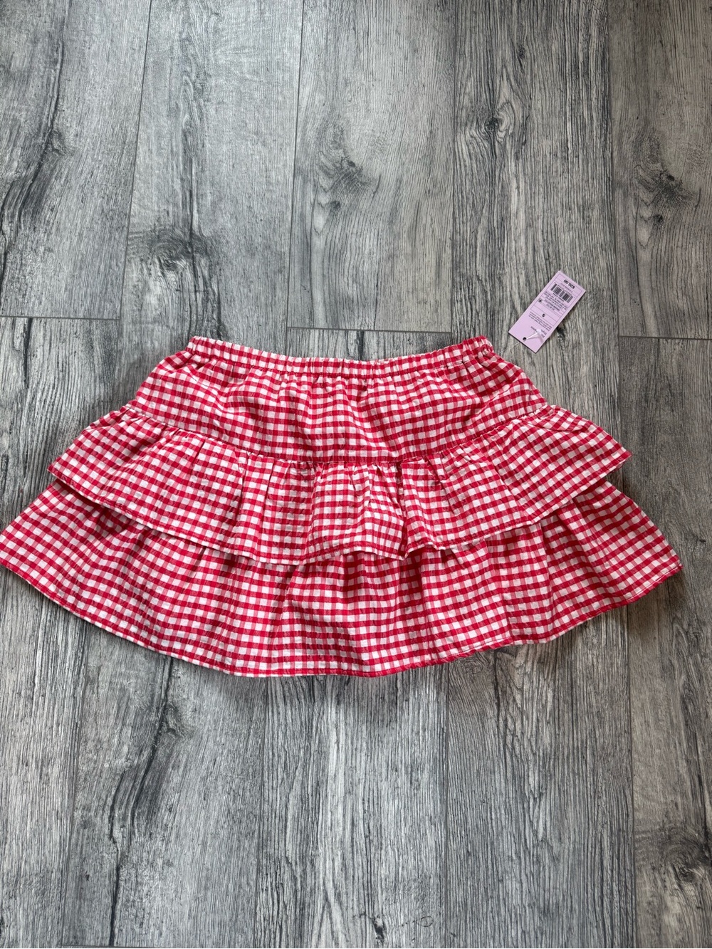 Red Gingham Tiered Mini Skirt -  Women